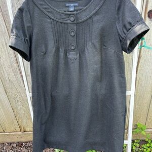Black Short Sleeve Button Dress